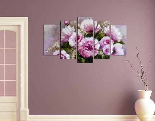 Wall art decoration purple flowers