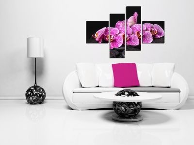 Декоративно пано с лилави орхидеи