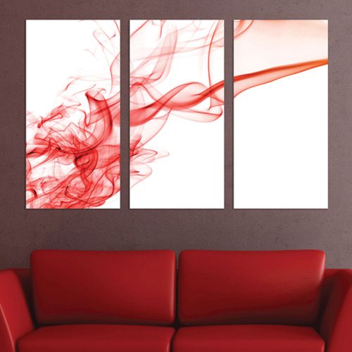 0267 AbstractWall art decoration (set of 3 pieces) White and red
