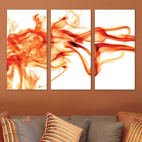0270 AbstractWall art decoration (set of 3 pieces) White and orange