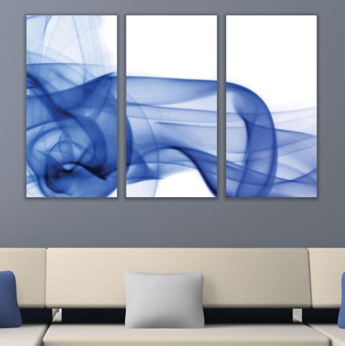 0272 AbstractWall art decoration (set of 3 pieces) White and blue