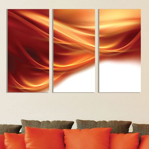 0273 Abstract wall art decoration (set of 3 pieces) Orange and white