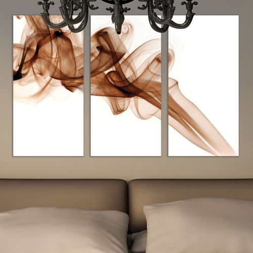 0274 Abstract wall art decoration (set of 3 pieces) White and brown