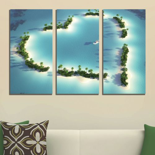 0315 Wall art decoration (set of 3 pieces) Island of love