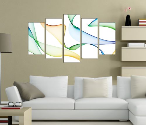 Abstract wall art decoration with color wavese 