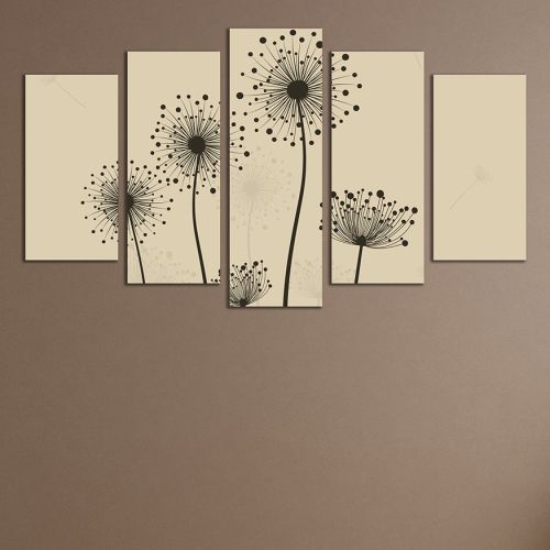 0282_2 Wall art decoration (set of 5 pieces) Dandelions