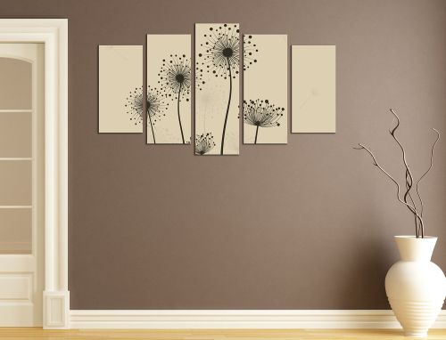 Floral canvas wall art in biege