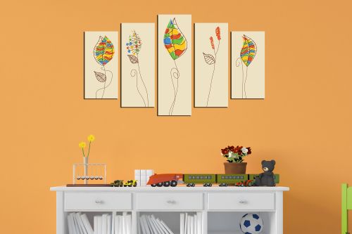 Wall art decoration (set of 5 pieces) Dandelions