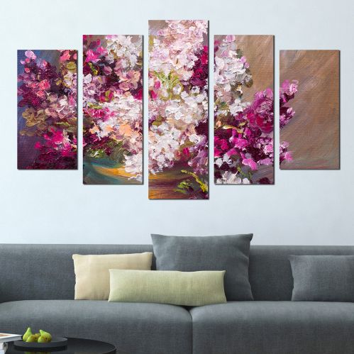 0293 Wall art decoration (set of 5 pieces) Lilac