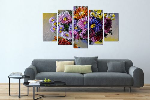 Painting canvas wall art with painted flowers