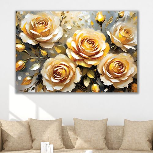 1073 Wall art decoration Creamy-gold roses