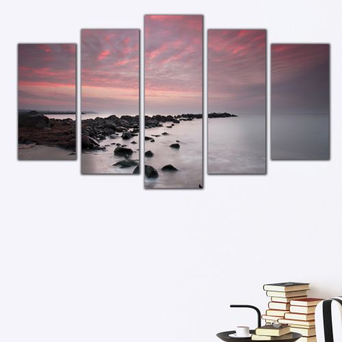 Modern wall art for living room with sea sunset