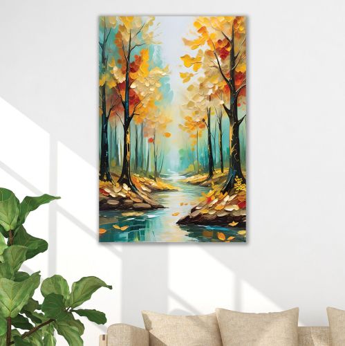 1080 Wall art decoration Abstract landscape with trees and river