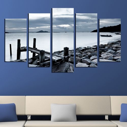 Canvas wall art Sea landscape in black and white