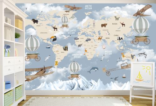 T9316 Wallpaper Kids Adventure World Map