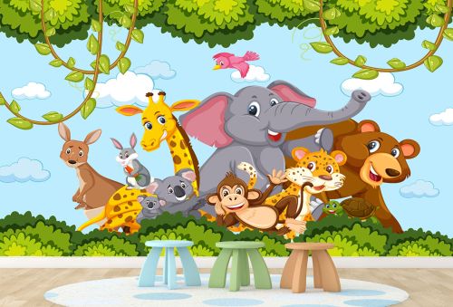 T9318 Wallpaper Happy Jungle with Animals