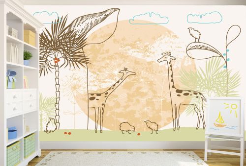 T9319 Wallpaper Giraffes and Palms