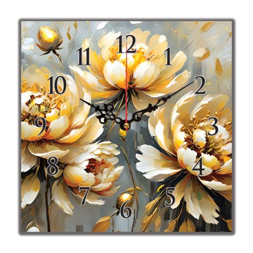 C1059_1 Clock with print Golden peonies