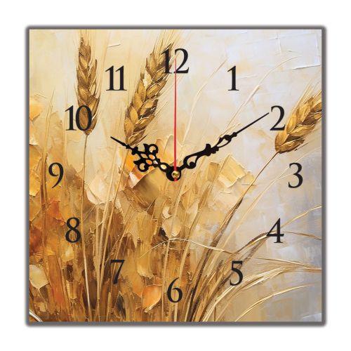 C1009_1 Clock with print Abstract Grain ears