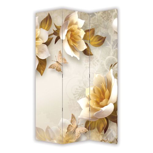 P9299 Decorative Screen Room divider 3D Abstraction with whith flowers (3,4,5 or 6 panels)