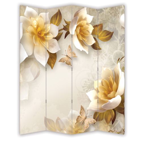 P9299 Decorative Screen Room divider 3D Abstraction with whith flowers (3,4,5 or 6 panels)