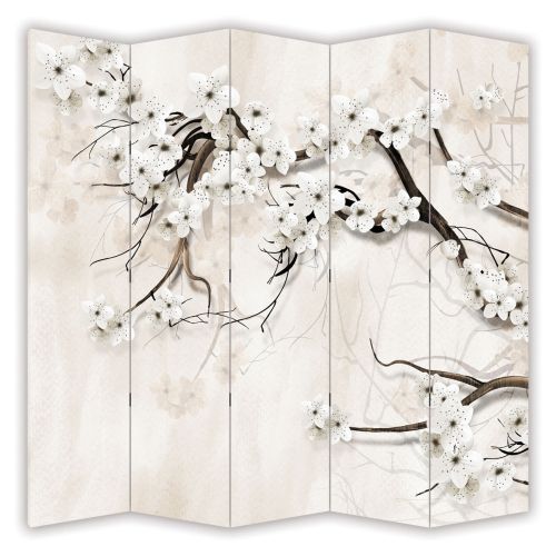 P9307 Decorative Screen Room divider Almond Blossom - Elegant White Harmony (3,4,5 or 6 panels)