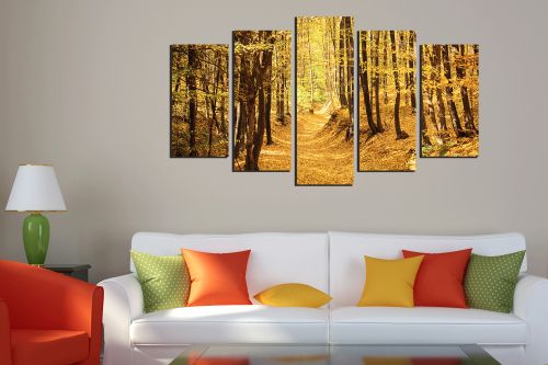 Canvas wall art with autumn forest path