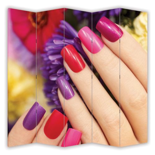 P7009 Decorative Screen Room divider Colorful manicure and flowers (3,4,5 or 6 panels)