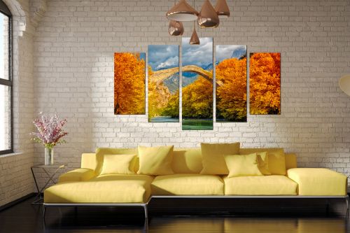 Canvas wall art with landscape with bridge