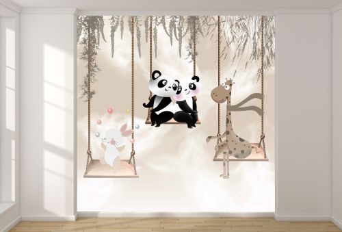 T9335 Wallpaper Cute animals on swings