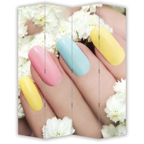 P7013 Decorative Screen Room divider Colorful manicure and white flowers (3,4,5 or 6 panels)