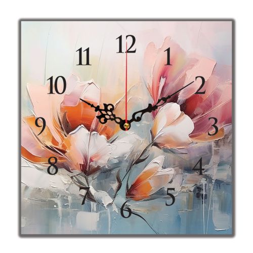 C1016_1 Clock with print Flowers art