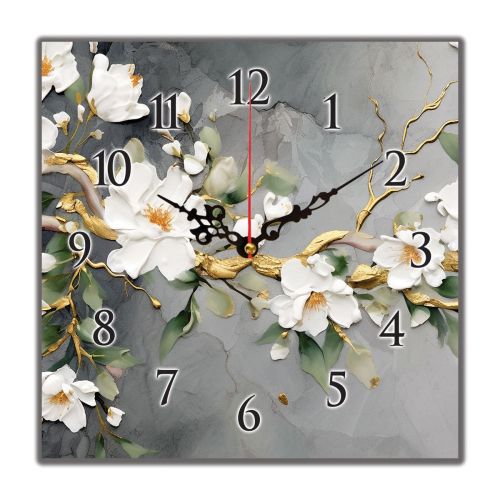 C1018_1 Clock with print Abstraction with flowers