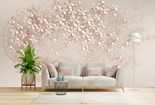 T9341 Wallpaper 3D Graceful branches, strewn with delicate flowers