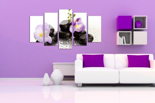 wall panels in purple and black