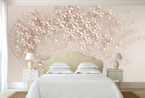 T9341 Wallpaper 3D Graceful branches, strewn with delicate flowers