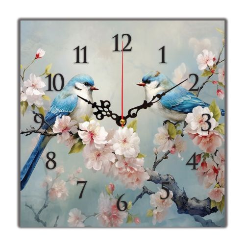 C1027_1 Clock with print Flowers and birds