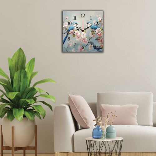 C1027_1 Clock with print Flowers and birds