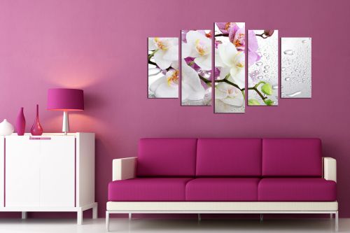wall panels in purple and white
