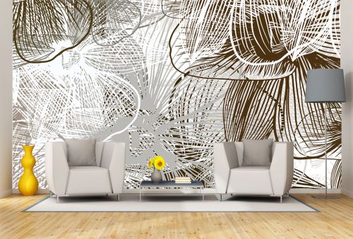 T9347 WallpaperAbstract lines and floral motifs