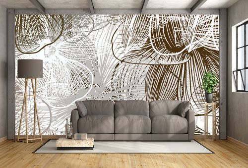 T9347 WallpaperAbstract lines and floral motifs