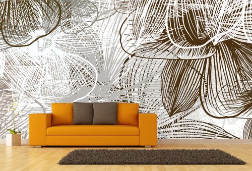 T9347 WallpaperAbstract lines and floral motifs