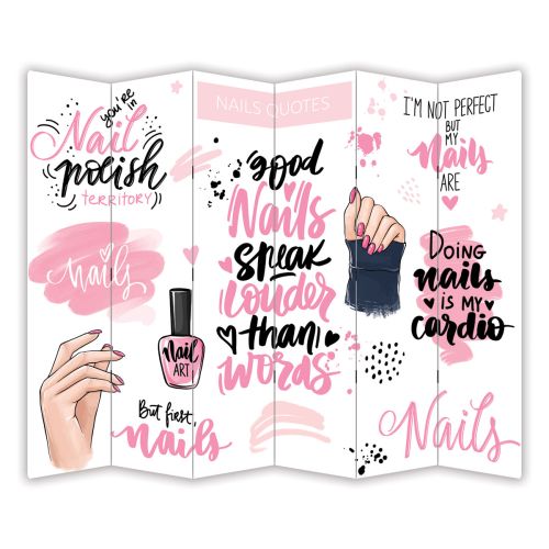 P7019 Decorative Screen Room divider Manicure - funny quotes (3,4,5 or 6 panels)