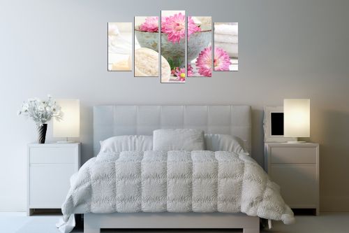 Canvas wall art set with pink flowers for bedroom