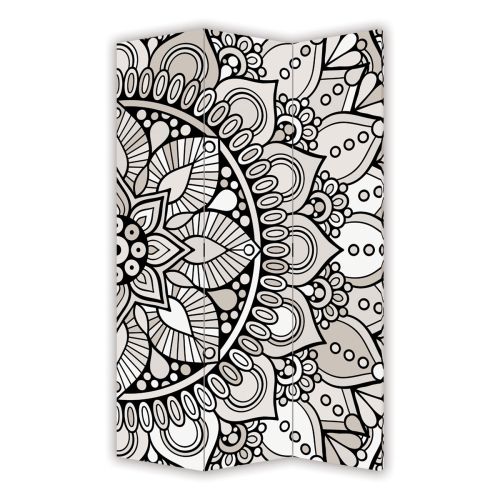 P9321 Decorative Screen Room divider Mandala - black and beige (3,4,5 or 6 panels)