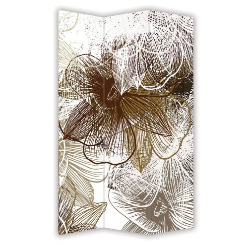 P9324 Decorative Screen Room divider Abstract Floral Mural in Gold and Brown Shades (3,4,5 or 6 panels)