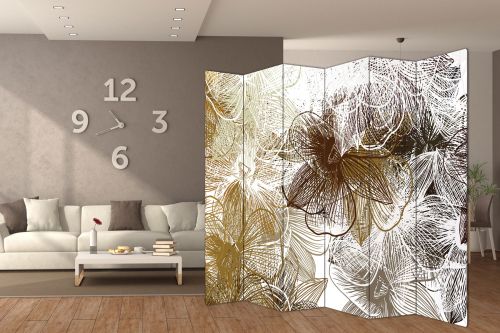 P9324 Decorative Screen Room divider Abstract Floral Mural in Gold and Brown Shades (3,4,5 or 6 panels)