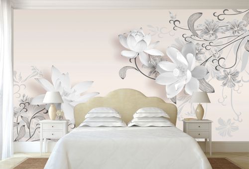 T9350 Wallpaper 3D Delicate white flowers