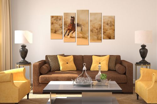 Wall art panels decoration 5 pices Horse