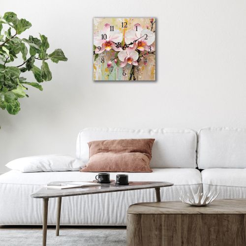 Стенен часовник с принт Розови орхидеи за всекидневнаC1084_1 